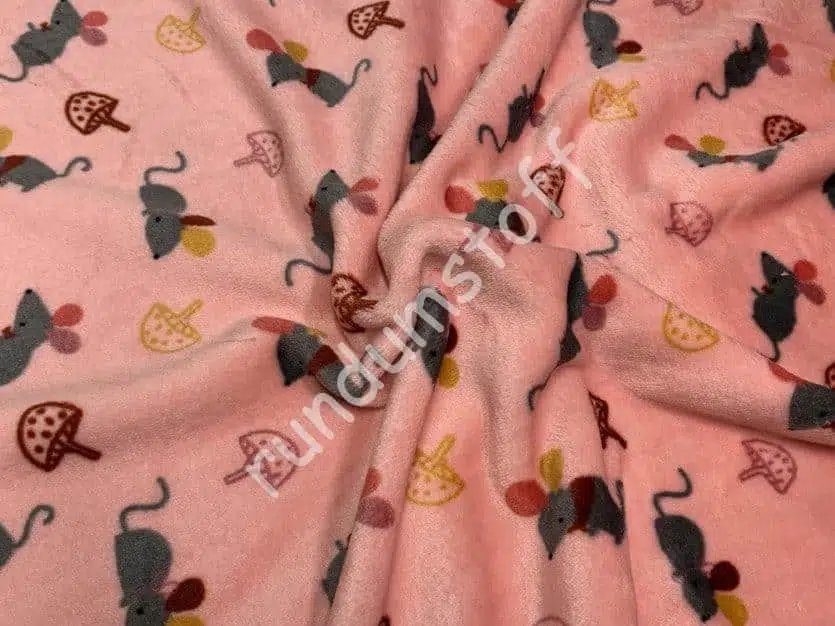 Fleece Doubleface Mäuse rosa – Bild 3