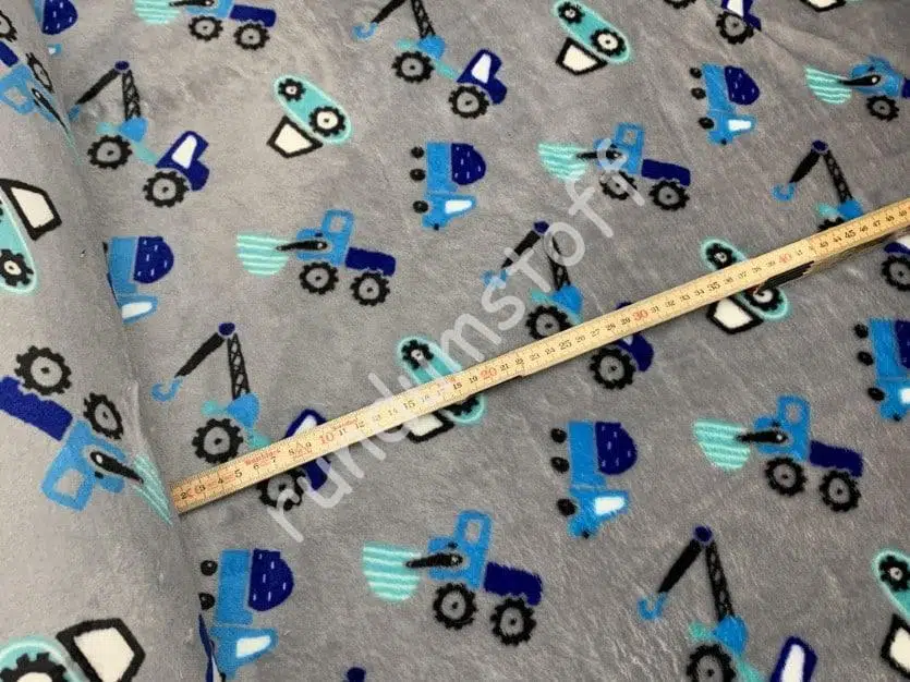 Fleece Doubleface Baumaschinen grau – Bild 4
