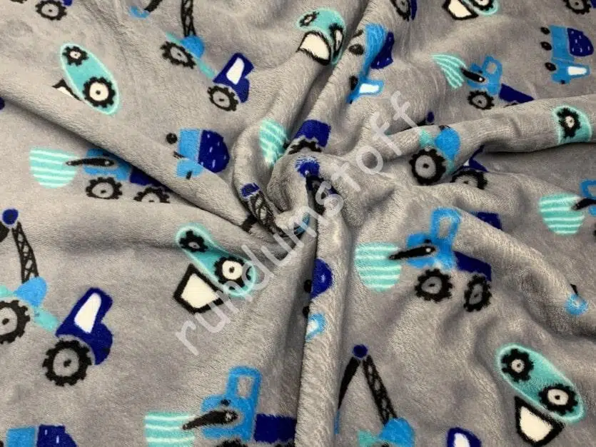 Fleece Doubleface Baumaschinen grau – Bild 3