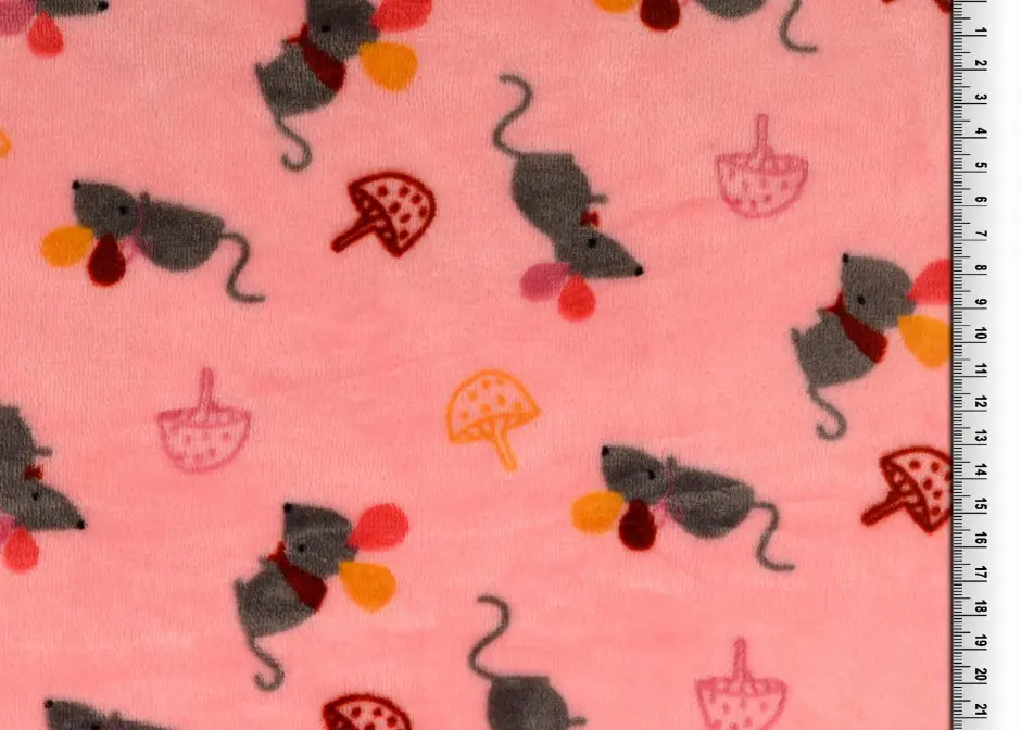 Fleece Doubleface Mäuse rosa