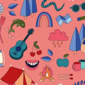 Baumwolle Canvas Camping rosa