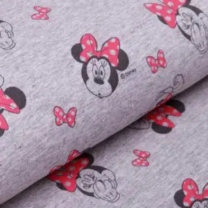 French Terry Micky Mouse lachende Minnie meliert grau