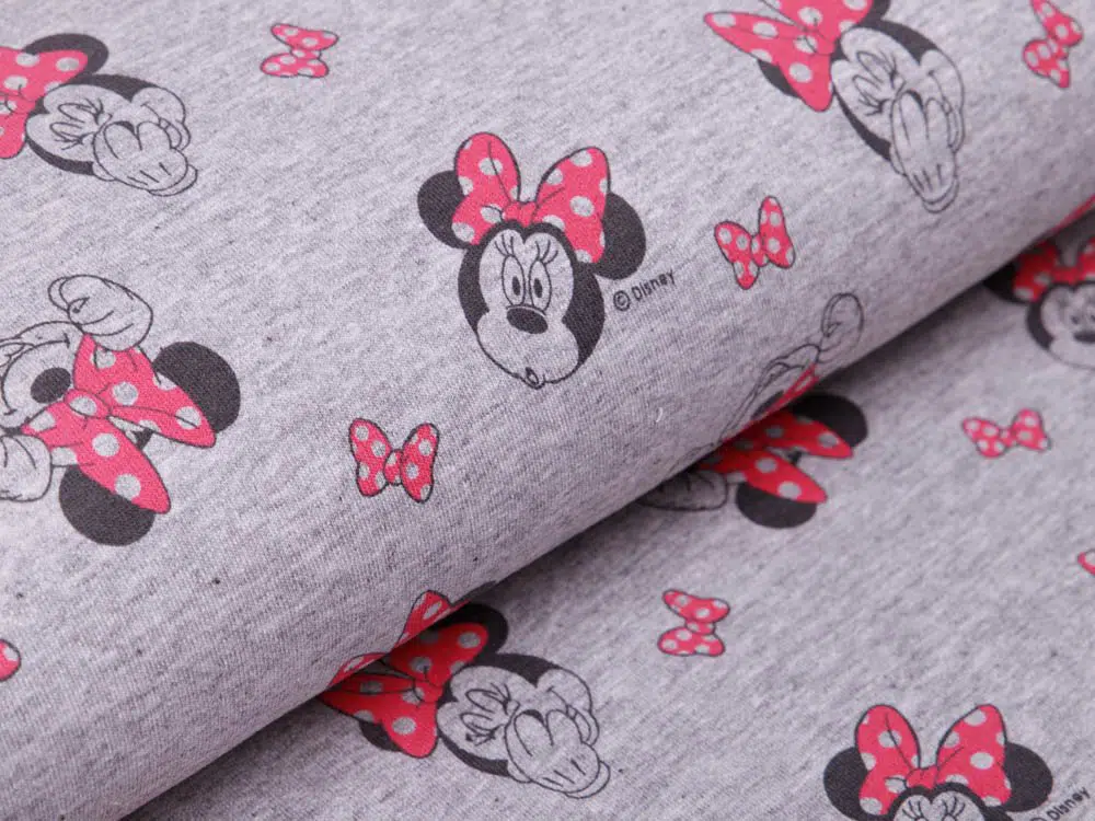 French Terry Micky Mouse lachende Minnie meliert grau – Bild 2