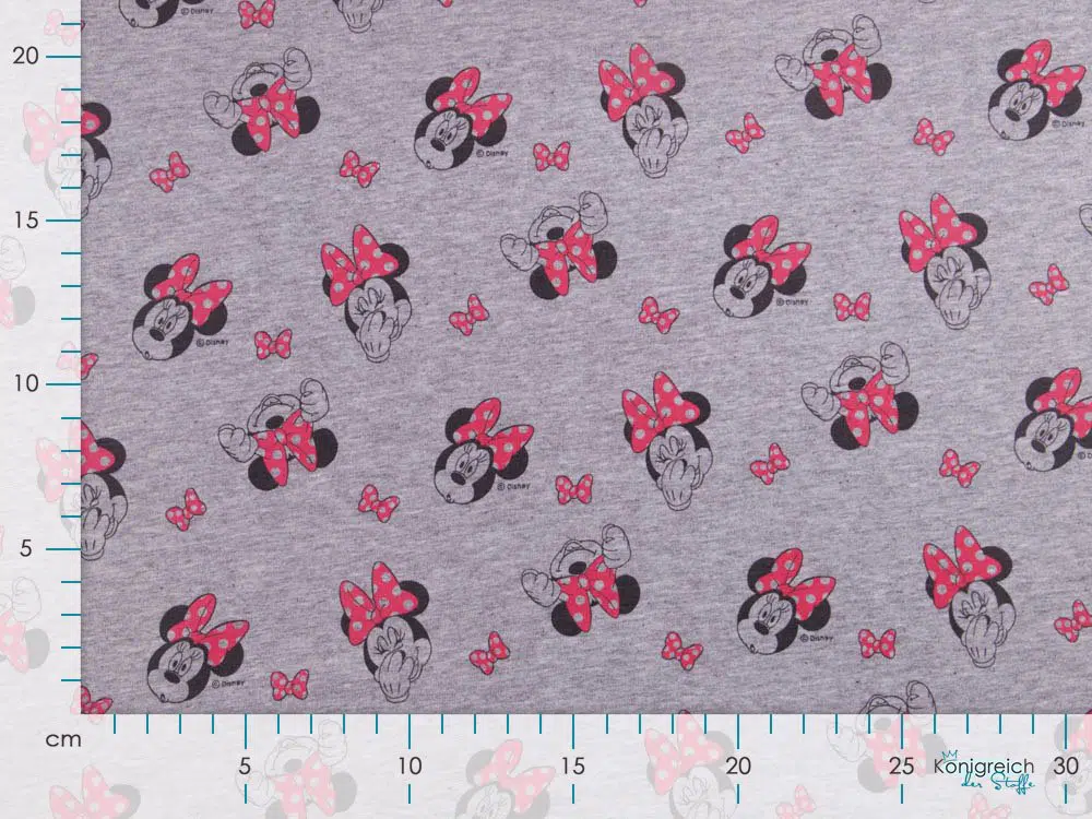 French Terry Micky Mouse lachende Minnie meliert grau – Bild 3