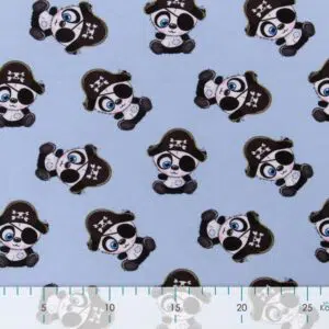 French Terry süsse Piraten-Pandabären graublau