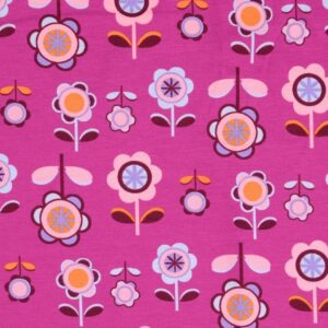 Jersey Blumen dunkelrosa