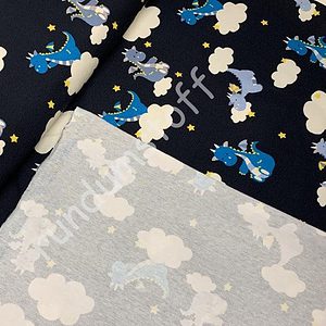 Bio Jersey Drachen Wolken dunkelblau
