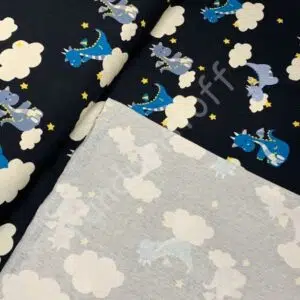 Bio Jersey Drachen Wolken dunkelblau