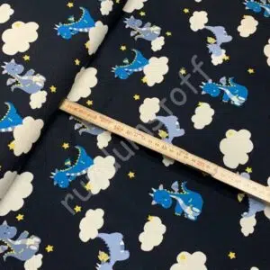 Bio Jersey Drachen Wolken dunkelblau