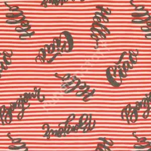Jersey Puff-Print Hallo Ciao rot auf weiss