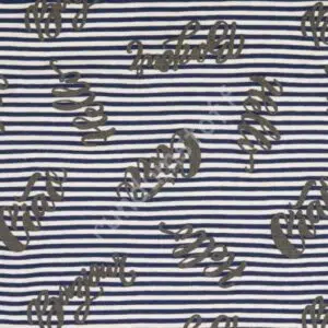 Jersey Puff-Print Hallo Ciao streifen auf weiss