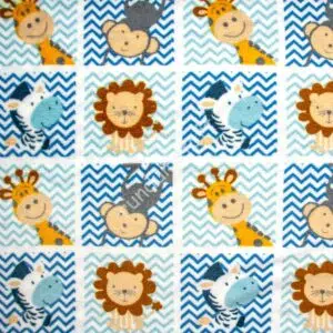 Fleece Doubleface Zoo blau