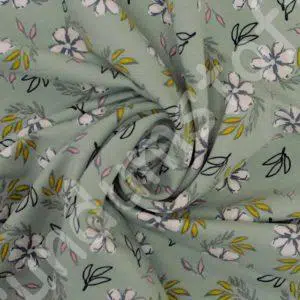 French Terry liebliche Blumen mintgrün