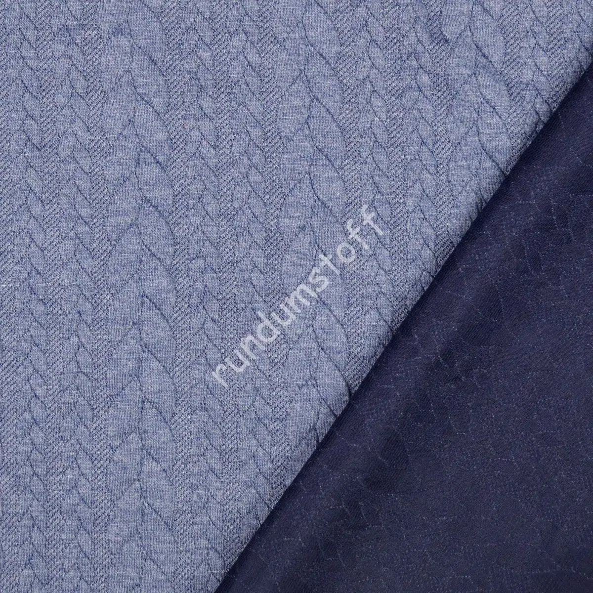 Jacquard Jersey Zopfstrick Jeansblau – Bild 3