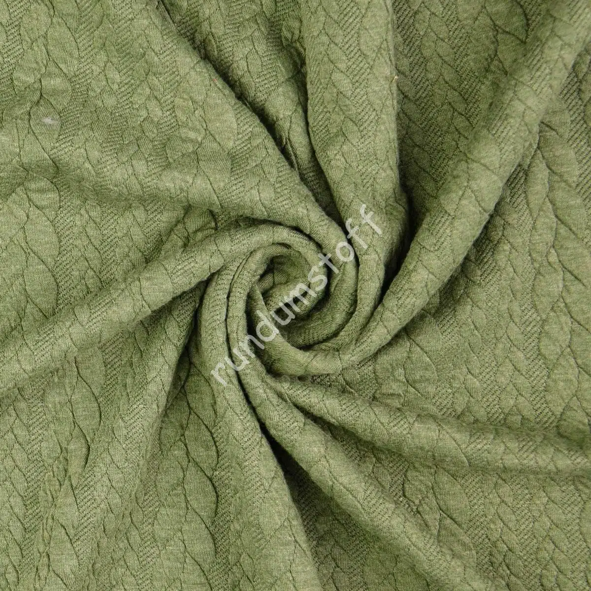 Jacquard Jersey Zopfstrick olive – Bild 2