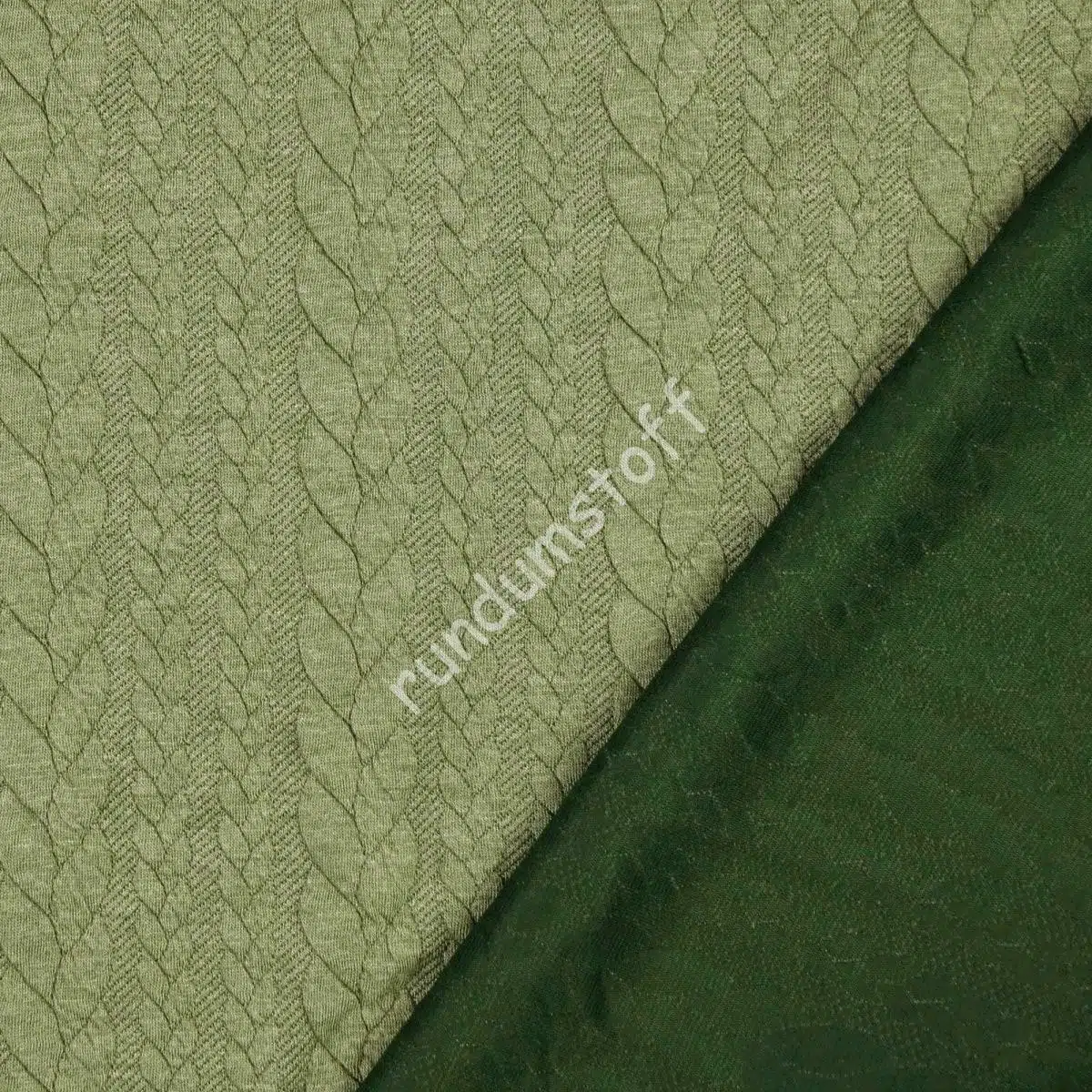 Jacquard Jersey Zopfstrick olive – Bild 3
