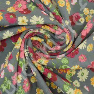 Jersey Blumen grau