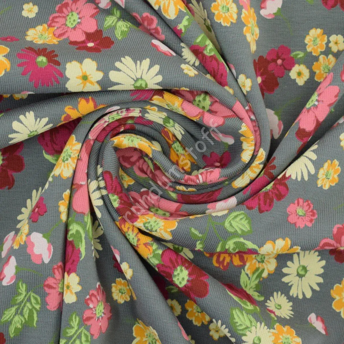 Jersey Blumen grau – Bild 2