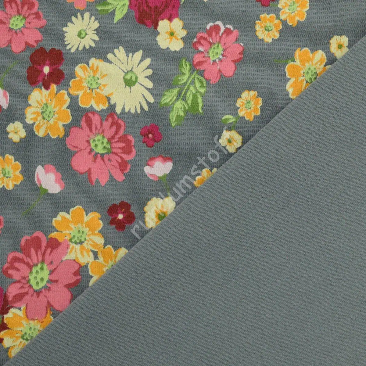 Jersey Blumen grau – Bild 3