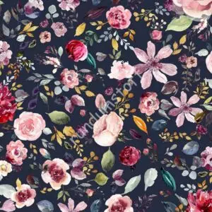 Bio Jersey Blumen auf navy