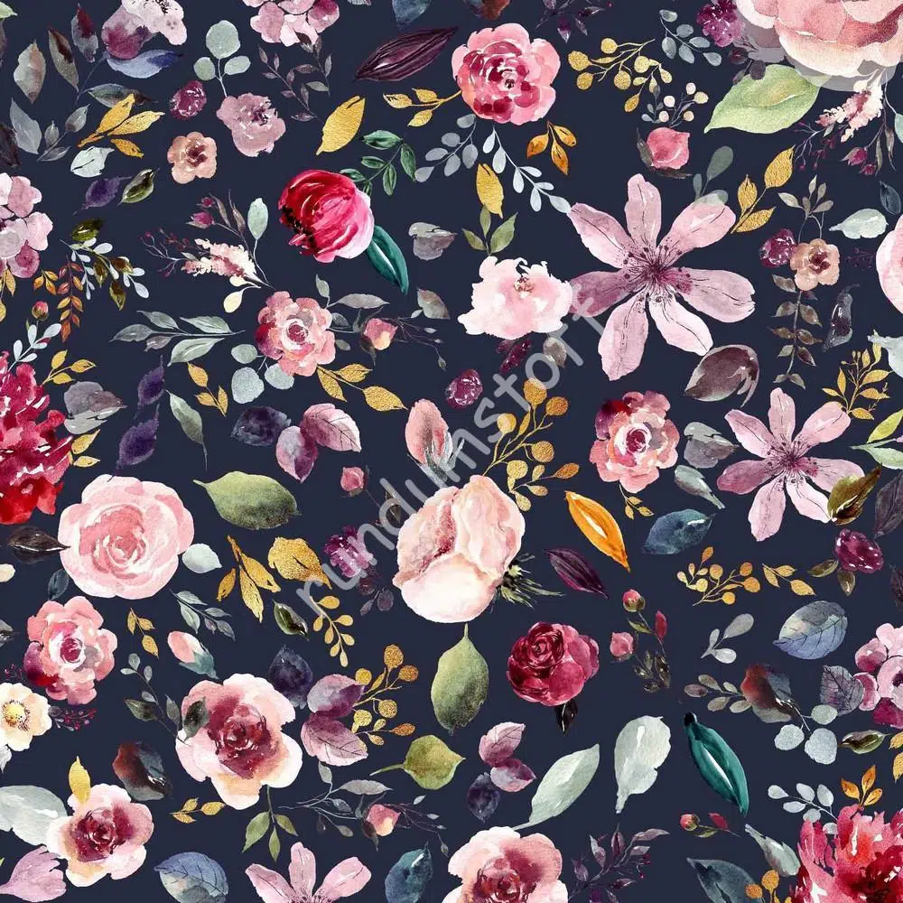 Bio Jersey Blumen auf navy