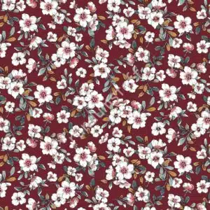 Jersey Modal Apfelblüten auf hellem bordeaux Tencel™