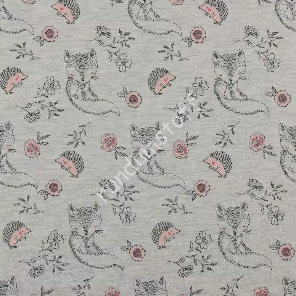Jersey Baby Fuchs mit Igel ecru melange