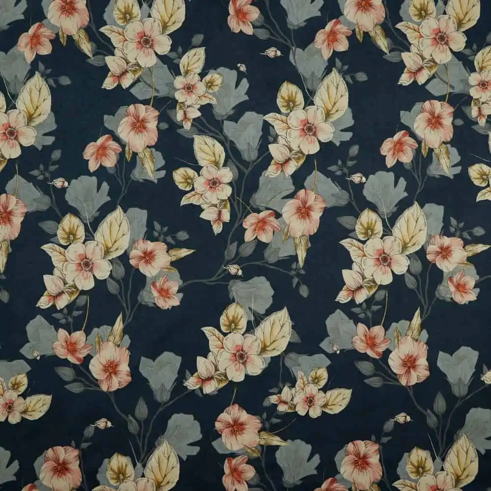 Scuba Suede Stretch Blumen navy