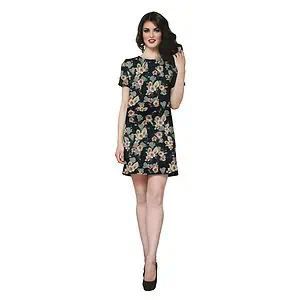 Scuba Suede Stretch Blumen navy