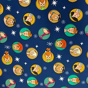 Jersey Flintstones Gesichter im Kreis auf blau