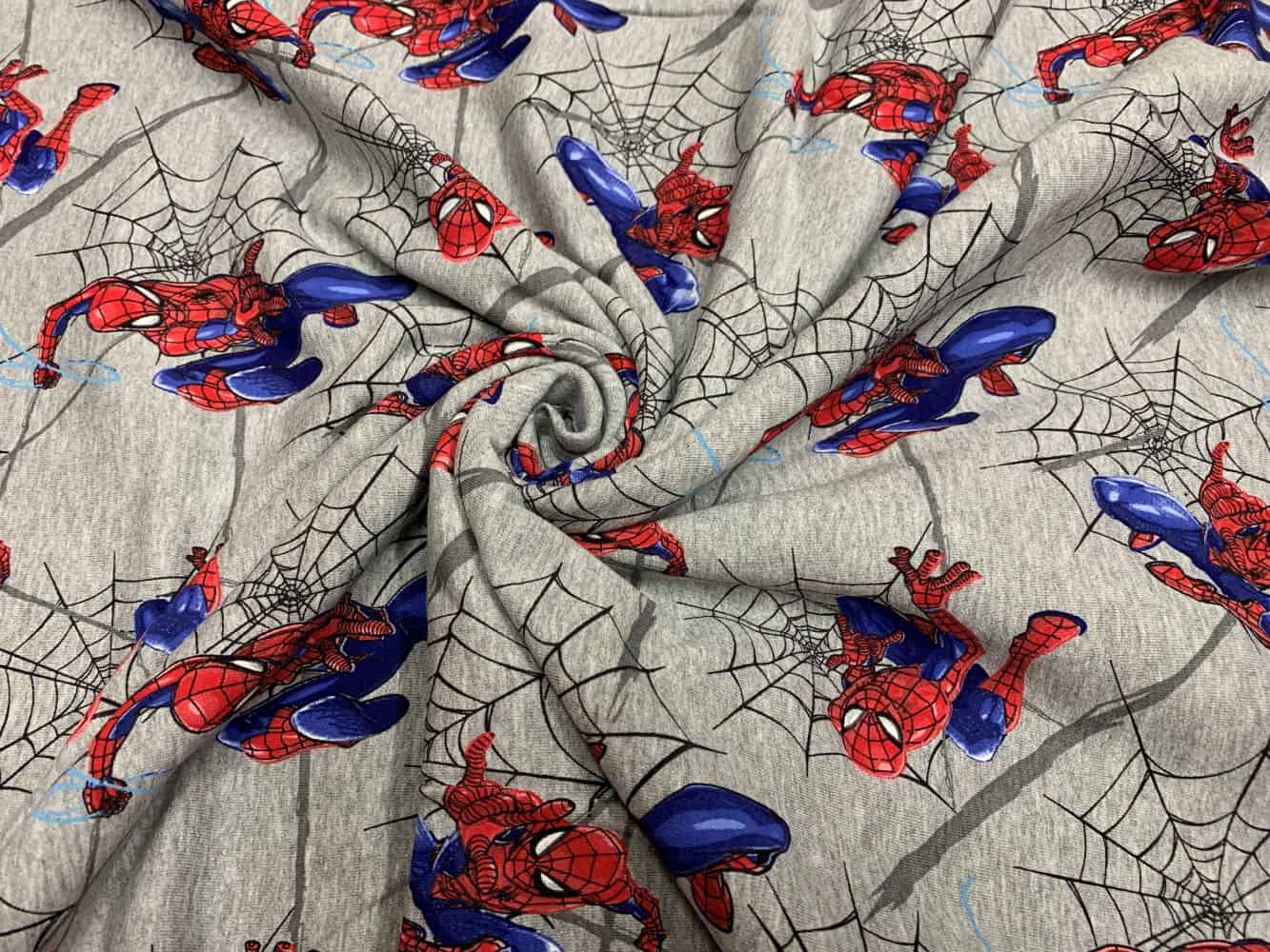 French Terry Spiderman grau melange – Bild 3