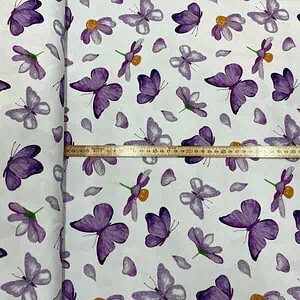 Jersey Schmetterlinge & Blumen pink