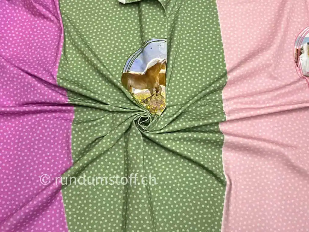Jersey Pferdefreunde Panel Horse Life grün/rosa – Bild 2