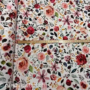 Bio Jersey Blumen auf weiss