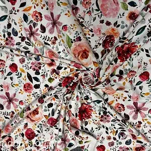 Bio Jersey Blumen auf weiss