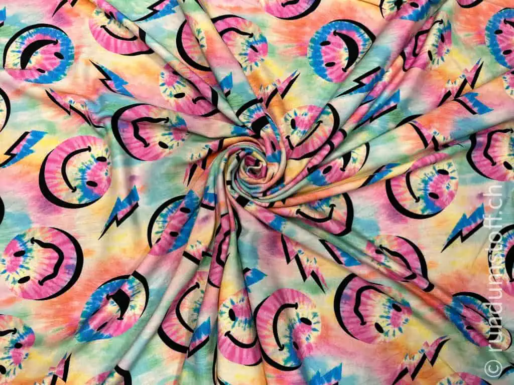 Jersey Batik Smileys mehrfarbig – Bild 2