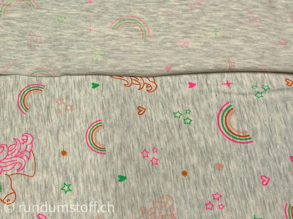 Jersey Einhörner neonfarben auf Natur melange – Bild 3