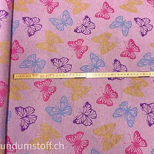 Jersey Glitter Schmetterlinge flieder meliert